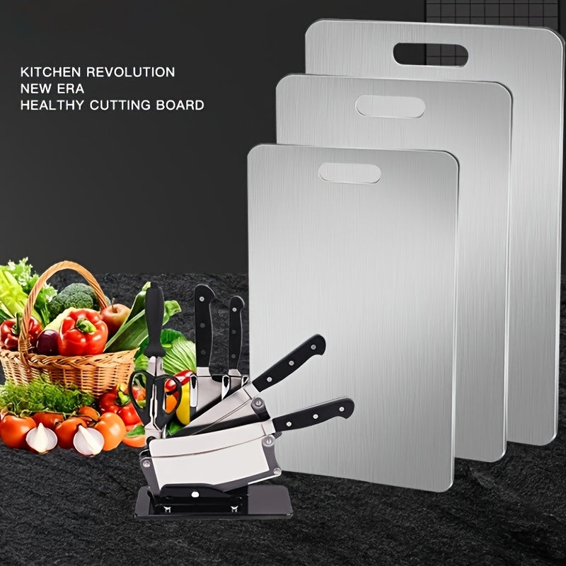 Stainless Steel Cutting Board Set 3-Pack – BPA-Free, Rust-Resistant, Easy-Clean Metal Chopping Boards for Kitchen Prep, Space-Saving Stackable Design, Food-Safe & Durable for Meat, Vegetables & Fruit