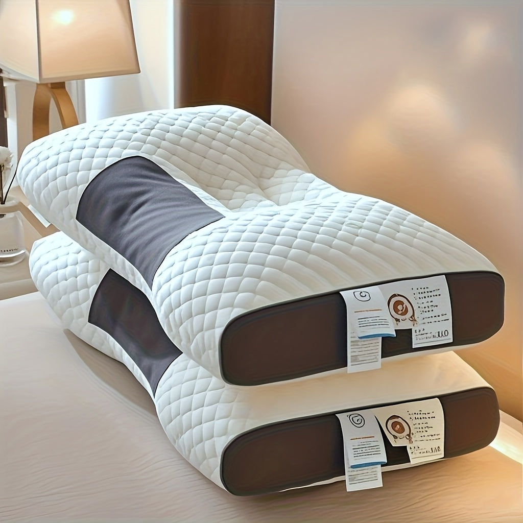 Neck Support Pillow Ergonomic Soft Massage Set of 2 or 4 – Deep Sleep Cervical Pillow with Removable Washable Cover, Shape-Retaining High-Quality Fill for Back Side Stomach Sleepers, Dorm & Home
