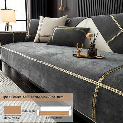 Chenille Sofa Cover Pet-Friendly All-Season Slipcover Furniture Protector for Living Room Bedroom Office - Fits Single 2 3 4 Seater Sofa - Blue-Green Deep Gray Off White Light Gray