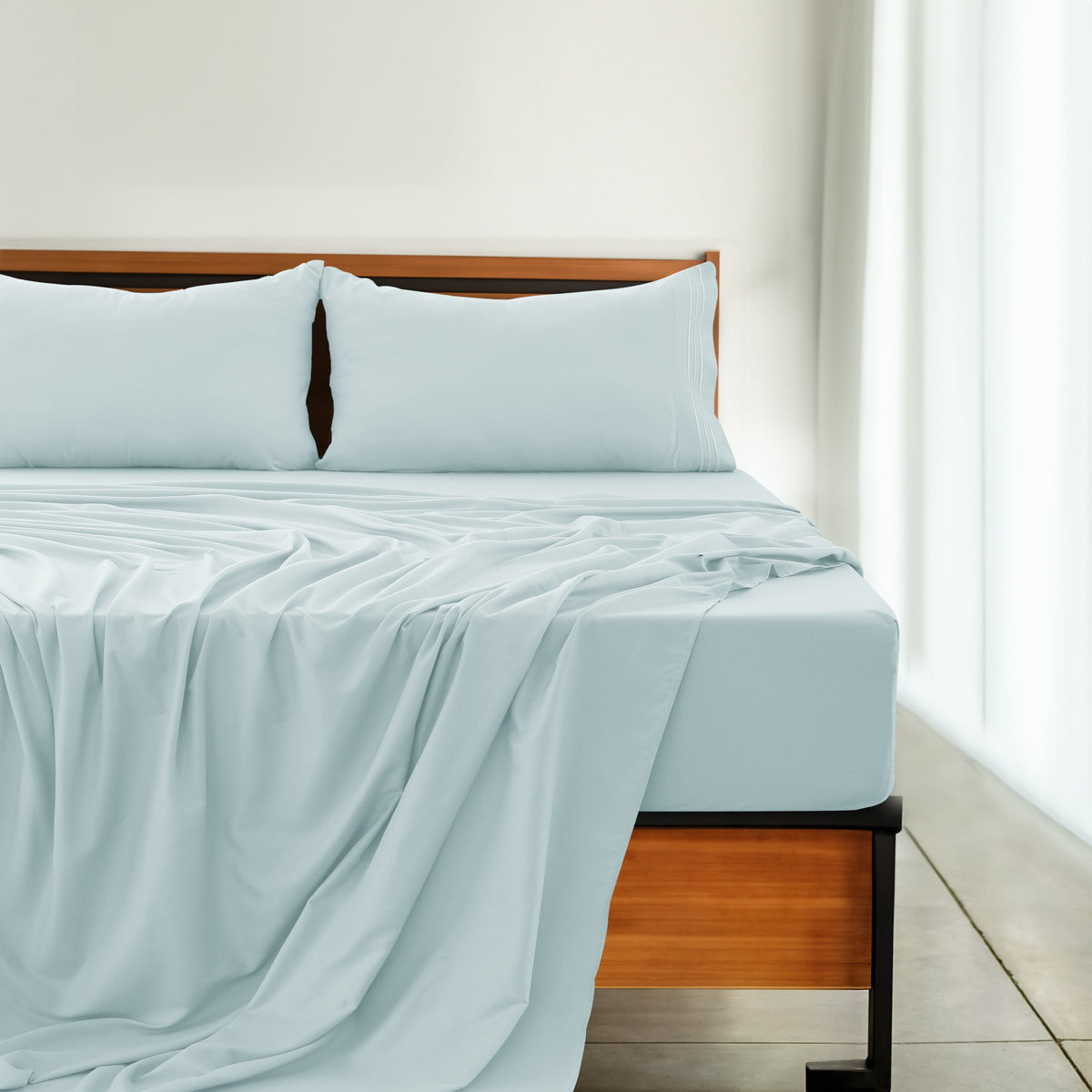 Soft Microfiber Bed Sheet Set 4-Piece 1800 Series 16 Inch Deep Pocket Hotel Luxury Cooling Sheets with Embroidered Pillowcases, Fade & Shrink Resistant, Twin to Cal King, 20 Colors