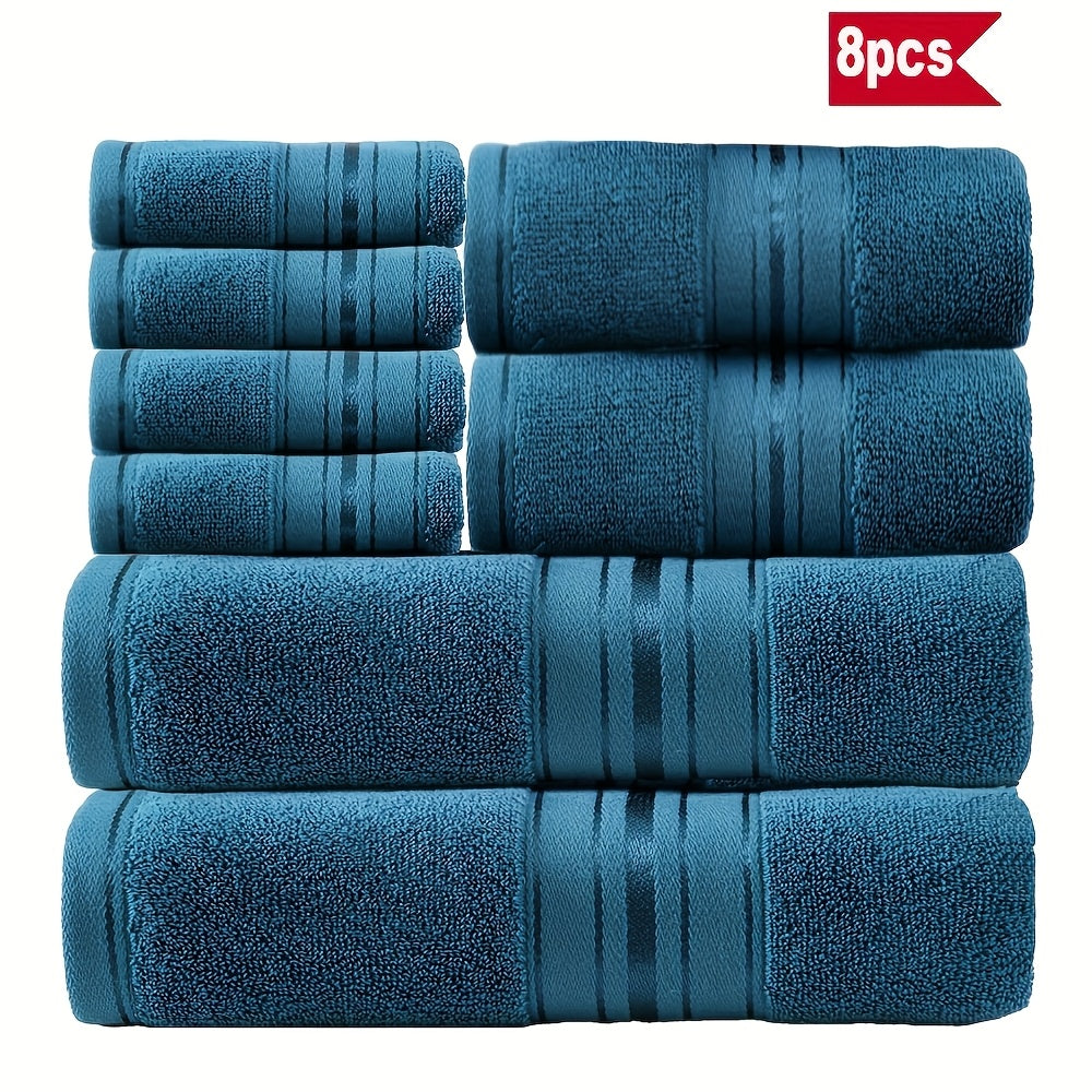 Cotton Bath Towel Set 8 Piece – Hotel Quality Luxury Spa Towels, Includes 2 Bath Towels, 2 Hand Towels & 4 Washcloths, Soft Absorbent, 15 Colors for Bathroom & Spa