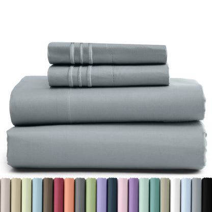 1800 Series Bed Sheets Set 4 Pieces – Brushed Microfiber Deep Pocket Sheet Set with Pillowcases, Cooling & Breathable Bedding for All Seasons, Fade Resistant, Fits Mattresses Up to 16 Inches