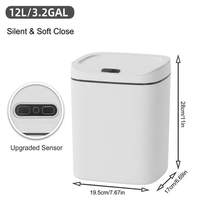 Motion Sensor Trash Can Small Touchless Lidded Smart Waste Bin – 3 to 4 Gallon Automatic Sensor Garbage Can for Bathroom, Kitchen, Office & Home, Minimalist Design