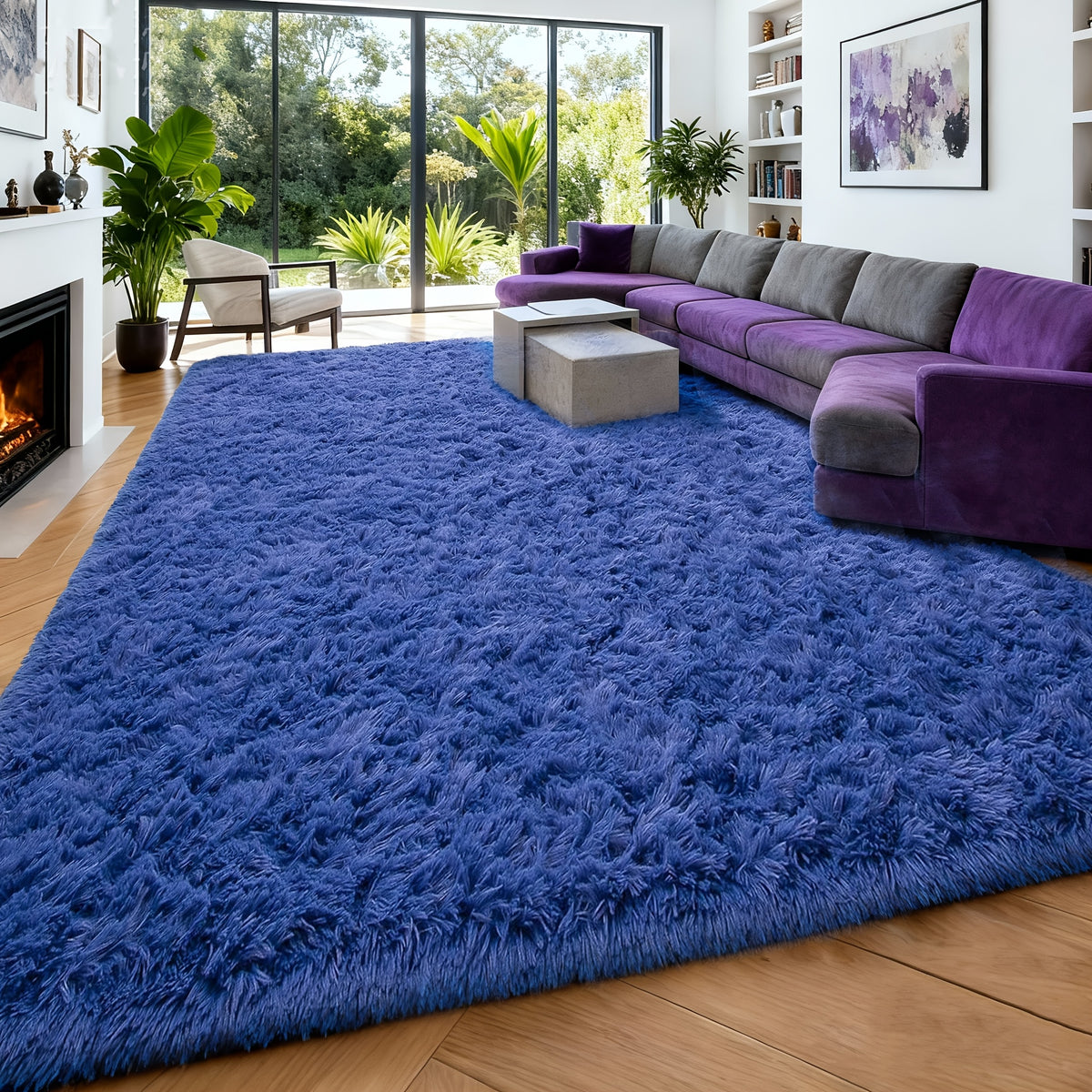 Machine Washable Shag Rug Super Soft Thick Plush Non-Slip Fluffy Carpet for Bedroom Living Room Study Dorm - 3x5 5x7 6x9 8x10 Ft - White Pink Gray Blue Green Black Home Decor Christmas Gift