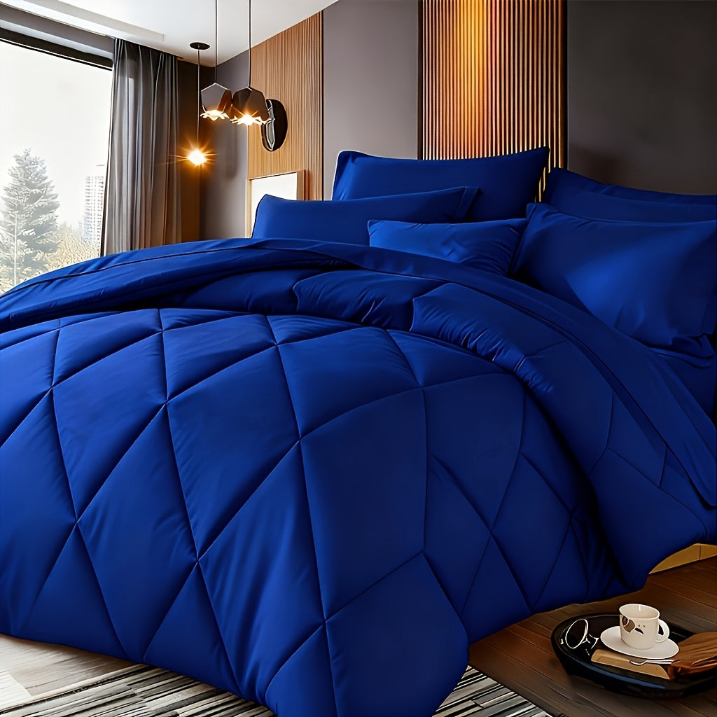 Quilt Comforter Set with Pillowcases Twin Queen King - Soft Breathable Diamond Pattern Lightweight Bed Quilt 2/3 Piece, 20 Colors Blue Purple Green Red Black Orange Brown