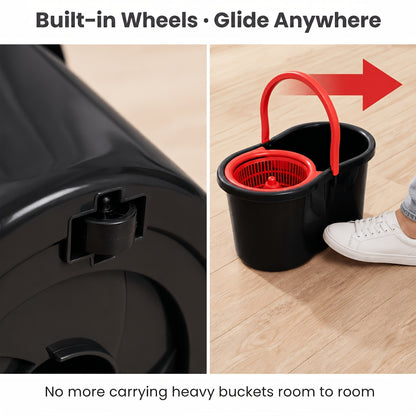 Spin Mop and Bucket Set with Wringer, 4 Microfiber Replacement Heads 42" Adjustable Handle, 360 Degree Spinning Mop Bucket System for Hardwood Tile Laminate Floor Cleaning, Standard Compact Upgrade with Soap Dispenser