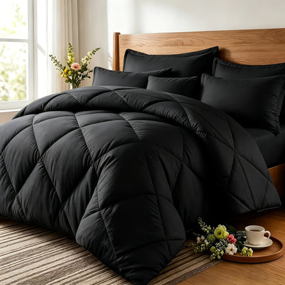 Thin Quilt Bedding Set with Pillowcases Lightweight Breathable Summer Comforter Solid Color Bed Quilt Twin Full Queen King Size Soft Fiber Filled Blanket for Bedroom