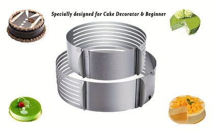 Adjustable Cake Slicer Leveler with 7-Level Height Settings – Stainless Steel Layer Cutter for Even Slices, Professional Baking Tool for Home Bakers & Desserts, 6-12 Inch
