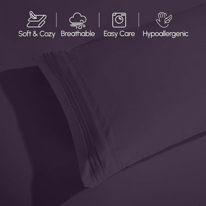 Microfiber Bed Sheets Set 6 Piece Hotel Grade 18" Deep Pocket, Breathable Soft Bedding Twin Full Queen King, 100 GSM All-Season Comfort, Machine Washable Fitted Sheet Flat Sheet Pillowcases, 12 Colors