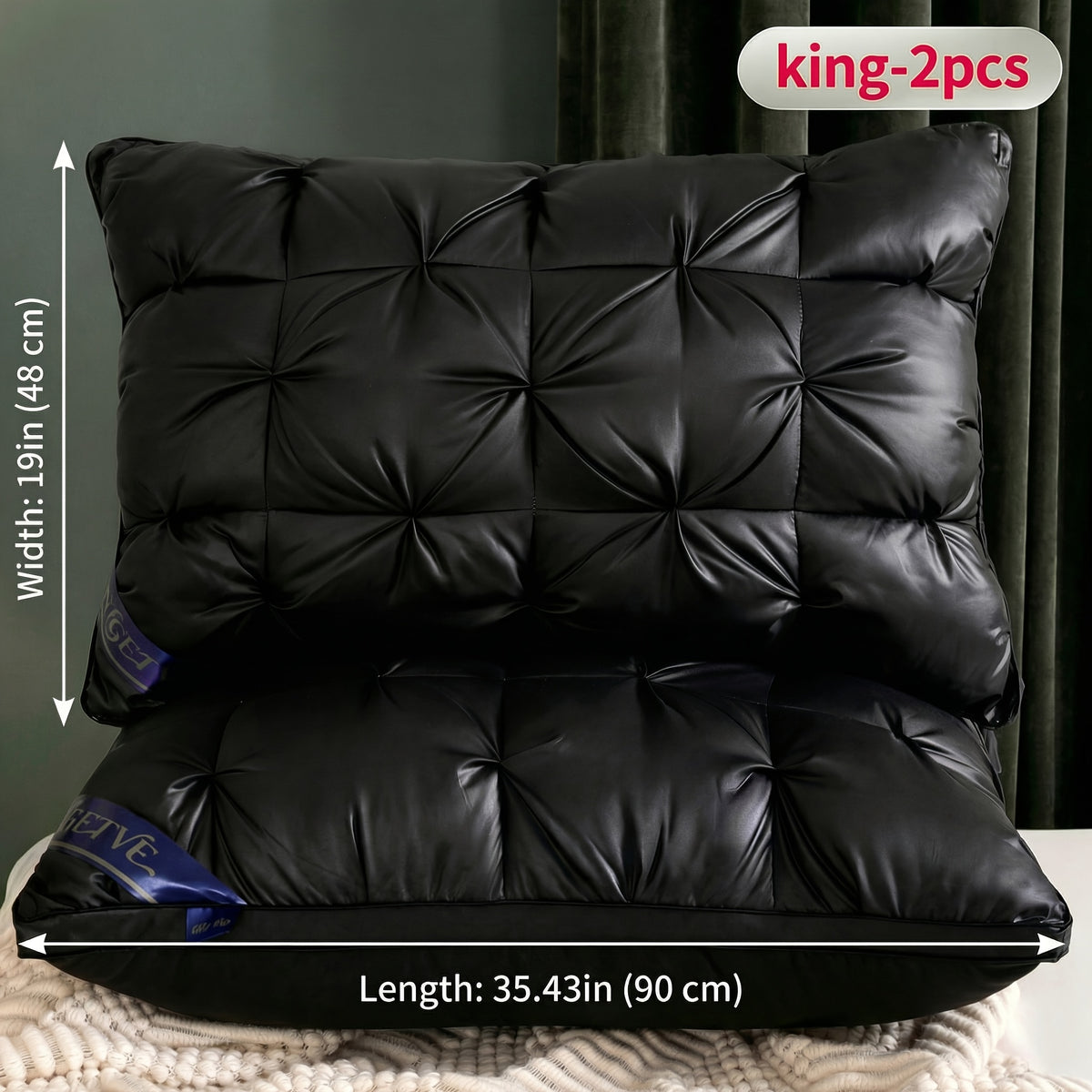 Bed Pillows 2 Pack Hotel Quality Queen King Size, Fluffy Neck Support Sleeping Pillow Set, Cooling Breathable Polyester Fill, Low-Allergen Soft Pillow for Side Back Stomach Sleepers, 6 Colors