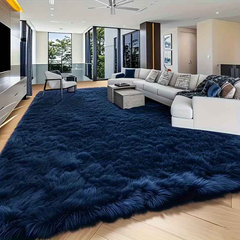 Machine Washable Shaggy Area Rug 650GSM Thick Plush – Soft Fluffy Carpet for Living Room Bedroom Playroom, Jacquard Tie-Dye & Solid Colors, 5x8 6x9 8x10 Ft, Black Grey White Pink Blue