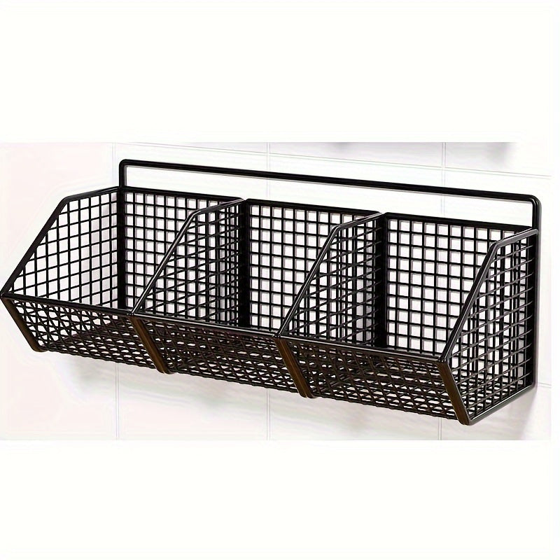Wall-Mounted Wire Storage Basket Carbon Steel Hanging Rack Kitchen Bathroom Bedroom Organizer Sponge Holder Single Layer
