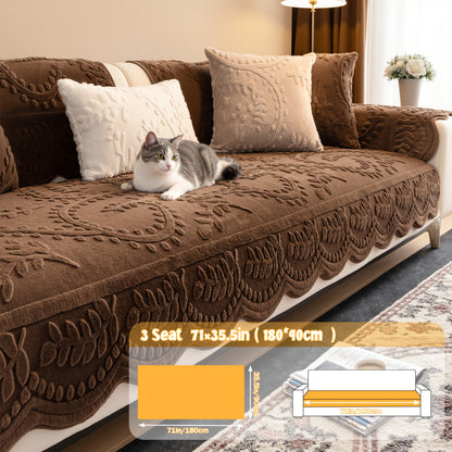 Faux Rabbit Fur Sofa Cover Plush Quilted Non-Slip Machine Washable Couch Protector for Pets – Fits 1 2 3 4 Seater Sofa, Sectional, Loveseat | Bedroom Living Room Office | Home Viaco