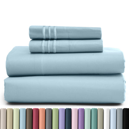1800 Series Bed Sheets Set 4 Pieces – Brushed Microfiber Deep Pocket Sheet Set with Pillowcases, Cooling & Breathable Bedding for All Seasons, Fade Resistant, Fits Mattresses Up to 16 Inches