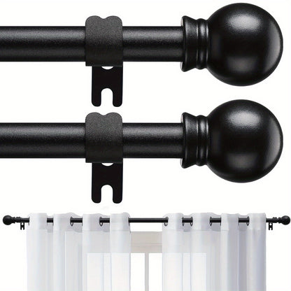 Curtain Rods 2 Pack Matte Black Adjustable 28-95 Inch 5/8 Inch Diameter Extra Long Window Curtain Rod for Living Room Bedroom Bathroom Kitchen