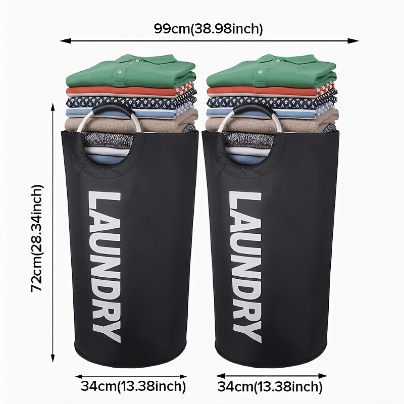 2-Pack Large Foldable Laundry Basket | Waterproof Oxford Cloth Collapsible Laundry Bag | Clothing Storage Basket for Bedroom, Bathroom & Laundry Room, Red & White