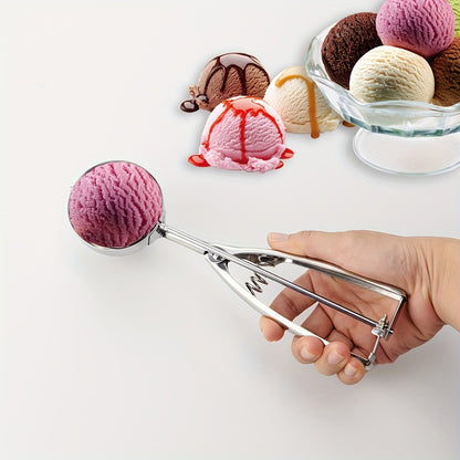 3pcs Stainless Steel Ice Cream Scoop Set Triggered Cookie Scoop Fruit Watermelon Scoop 1/2/3 Tbsp, Dishwasher Safe Baking Tools for DIY Ice Cream Cookie Dough Dessert Restaurants