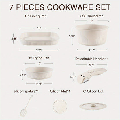 Non-Stick Cookware Set with Removable Handles, 5 7 24 Piece Induction Ready Pots and Pans Set, Stackable Space Saving Kitchen Set with Skillet Frying Pan Soup Pot Steak Pan, Easy to Clean, Multiple Colors