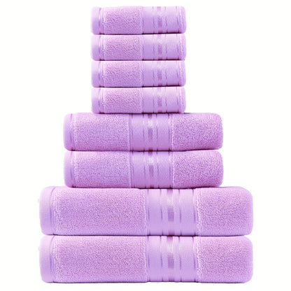Cotton Bath Towel Set 8 Piece – Hotel Quality Luxury Spa Towels, Includes 2 Bath Towels, 2 Hand Towels & 4 Washcloths, Soft Absorbent, 15 Colors for Bathroom & Spa