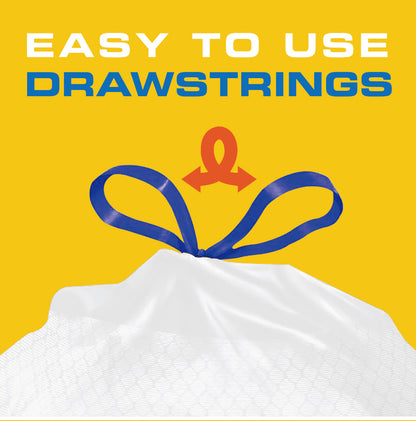 13 Gallon Trash Bags Drawstring – 150 Count Odor Eliminating Kitchen Garbage Bags, Puncture Resistant, Lemon Mint Scent, 3 Rolls, Fits 13 Gallon Bins