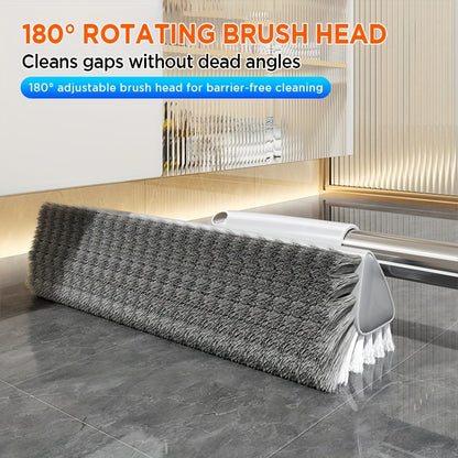 Long Handle Floor Scrub Brush 52 Inch V-Shaped Triangle Head Double-Sided Stiff Bristles Deep Clean Tile Grout Bathroom Kitchen Patio Corner Gaps Ergonomic Crevice Cleaning Brush