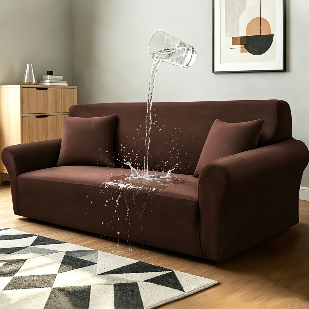 Stretch Sofa Cover with Elastic Band – Milk Fiber Slipcover, Machine Washable, Fits 1 to 4-Seater Sofas & Armchairs, Red Gray Blue Black Coffee