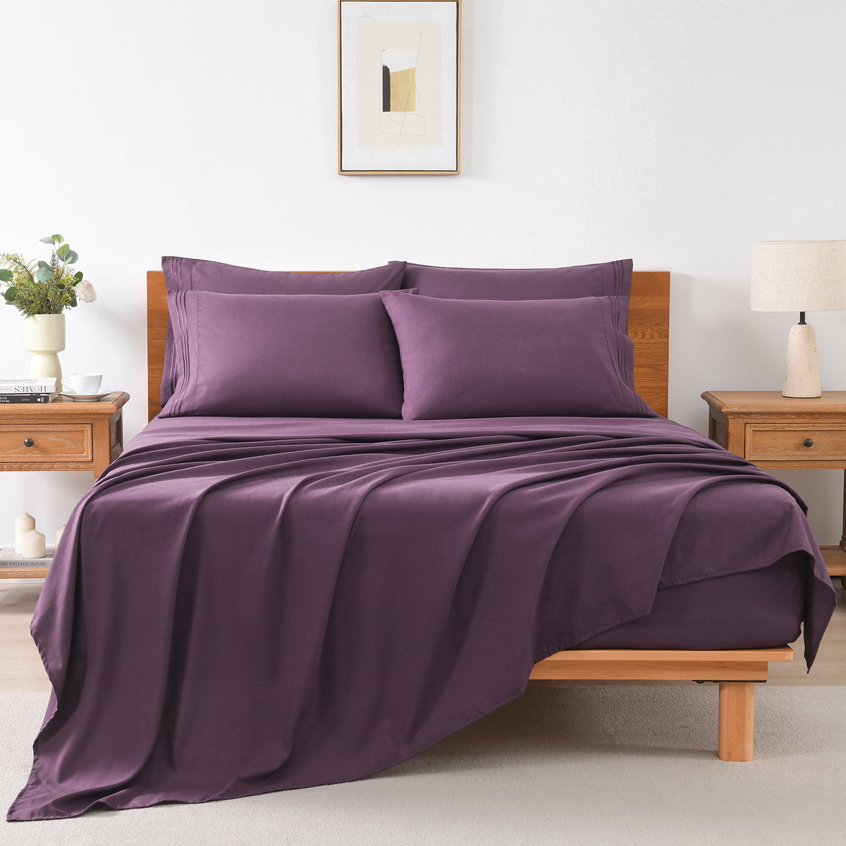 Microfiber Bed Sheets Set 6 Piece Hotel Grade 18" Deep Pocket, Breathable Soft Bedding Twin Full Queen King, 100 GSM All-Season Comfort, Machine Washable Fitted Sheet Flat Sheet Pillowcases, 12 Colors