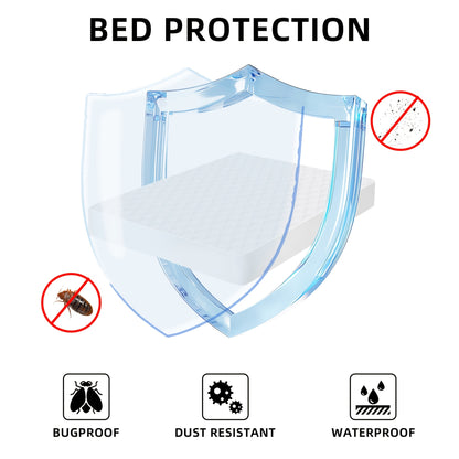 Waterproof Mattress Protector with Side Storage Pocket, Diamond Quilted Deep Pocket Mattress Cover – Breathable Cooling Mattress Pad, Soft Noiseless Bed Protector for Twin Full Queen King, Multiple Colors