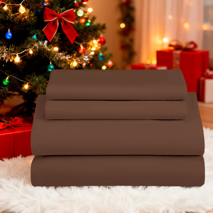 Bed Sheets Set Extra Deep Pocket 500 Thread Count, 3/4 Piece 18 Inch Deep Pocket Fitted Sheet Soft Brushed Microfiber Hotel Luxury Bedding, Wrinkle Free Breathable Bed Sheet Twin Full Queen King