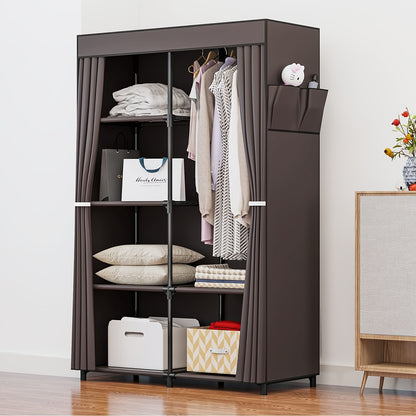 Portable Wardrobe Closet Organizer 51 Inch – Metal Hanging Rack with Non-Woven Fabric Cover, Freestanding Clothes Storage for Bedroom Apartment Dorm
