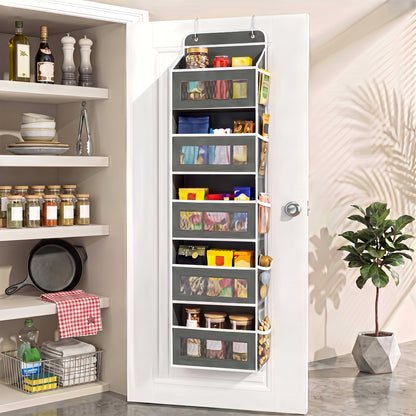 Over the Door Organizer 10-Pocket 5-Tier Hanging Storage 44LB Capacity - No Assembly Breathable Fabric Door Pocket Organizer for Bedroom Bathroom Pantry Kitchen Dorm