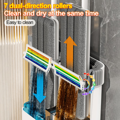 Spin Mop and Bucket Set with Microfiber Pads, Hands-Free Wringing Floor Mop with Narrow Bucket, Wet Dry Flat Mop for Hardwood Tile Laminate Floor Cleaning, 12.99 & 15.75 Inch Mop Head Options