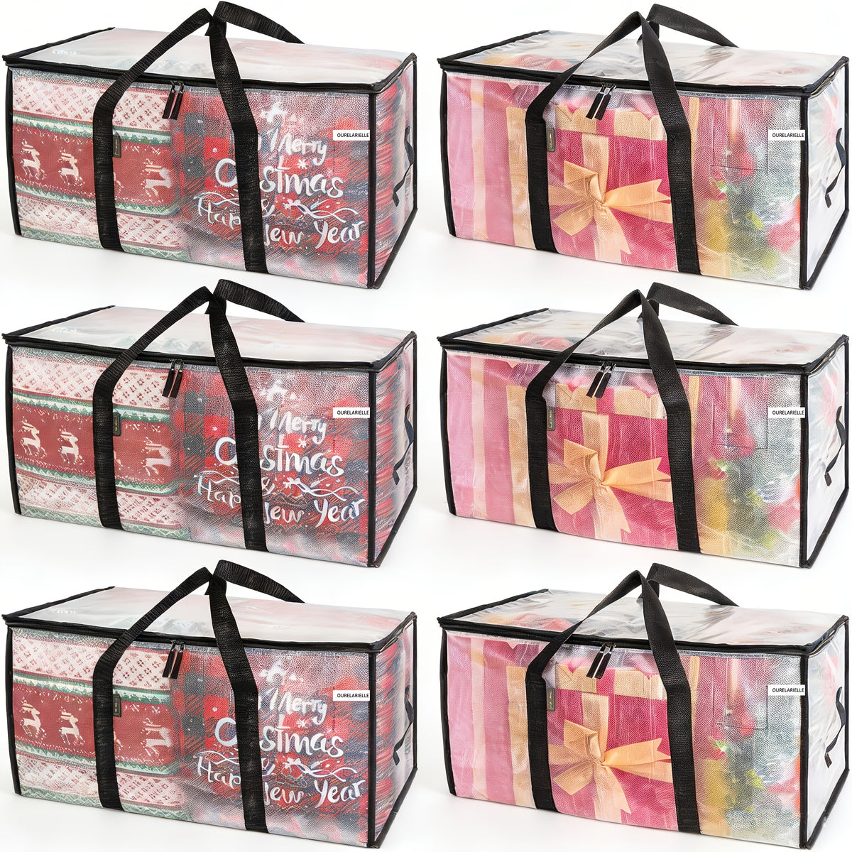 6pcs Heavy Duty Moving Bags with Reinforced Handles – Oversized Plastic Storage Totes with Snap-Close Lid for Clothes Quilts Moving Supplies Space Saver