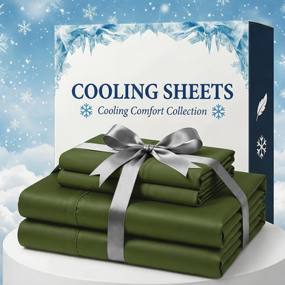 Bamboo Fiber Bed Sheet Set – Extra Deep Pocket Cooling Breathable Luxury Hotel Sheets Soft Wrinkle-Resistant Fitted Sheet Flat Sheet & Pillowcases Twin Full Queen King in 12 Colors