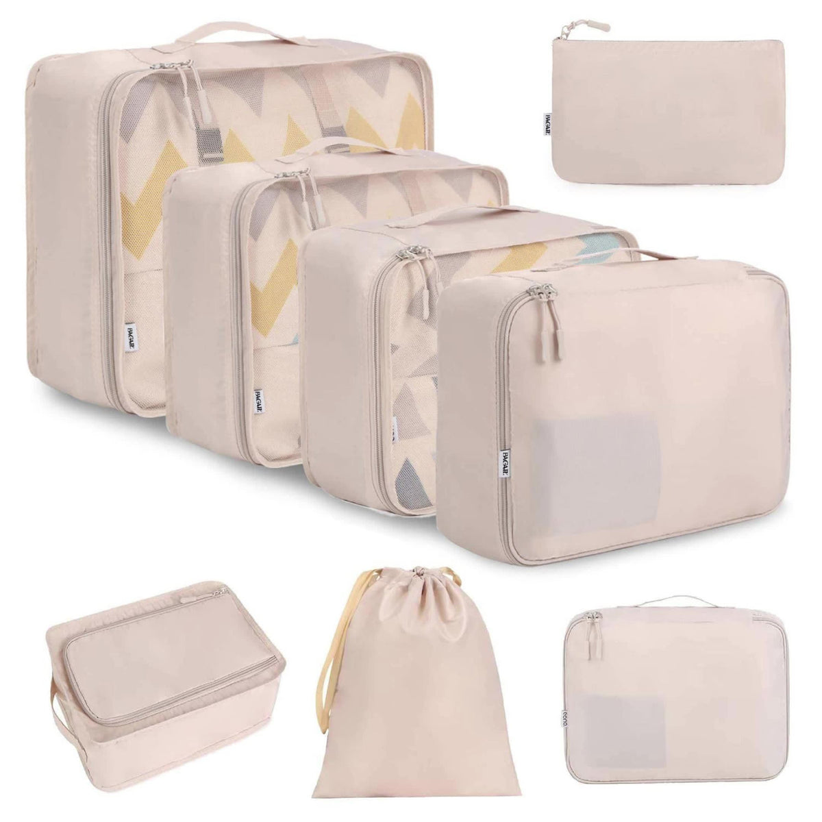 Packing Cubes for Suitcases 8 Piece Set – Travel Luggage Organizer Bags for Men & Women, Compression Waterproof Clothing Shoe Storage Cubes for Carry-On Backpack Family Vacation & Business Travel