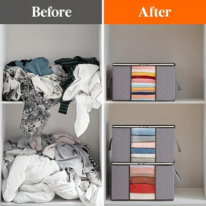 Extra Large Nylon Storage Bags 6pcs (Buy 3 Get 3) - Thick Gallon Organizer Bags with Reinforced Ribs & Top Handles for Clothes, Bedding, Blankets - Under Bed Storage, Foldable Space Saver