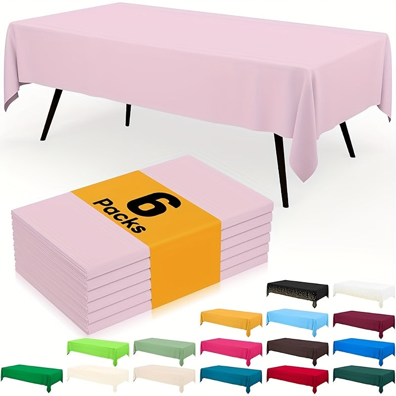 Disposable Plastic Tablecloths 6 Pack 54"x72" – Vibrant Solid Color Table Covers for Parties, Weddings, Birthdays, Christmas & Buffets, Indoor Outdoor Use, Durable Machine-Made