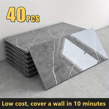 Peel and Stick Marble Tile Wall Panels 20/40 Pack – Self-Adhesive Waterproof Removable Wall Stickers 23.62x11.81 Inch for Kitchen Backsplash Bathroom Living Room Office, Easy Install Home Decor