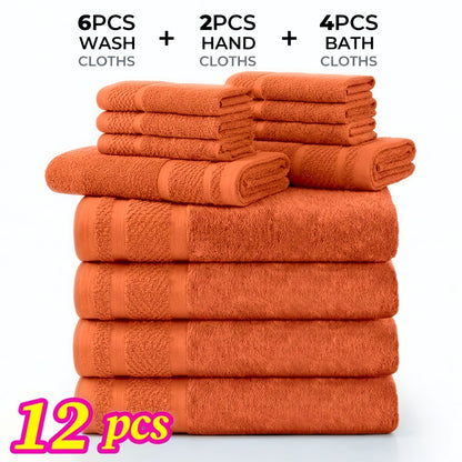 Bath Towel Set 12 or 24 Piece Hotel Quality Cotton Highly Absorbent Quick Dry – Bath Towels Hand Towels Washcloths for Hotel Spa Gym Home Bathroom Dark Gray White Orange Blue Purple Navy