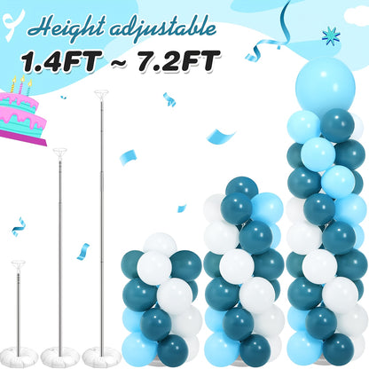 Balloon Column Stand Kit Set of 2 - 7Ft Adjustable Metal Telescopic Pillar Balloon Arch Stand for Birthday Party, Wedding, Graduation, Halloween & Christmas Decorations