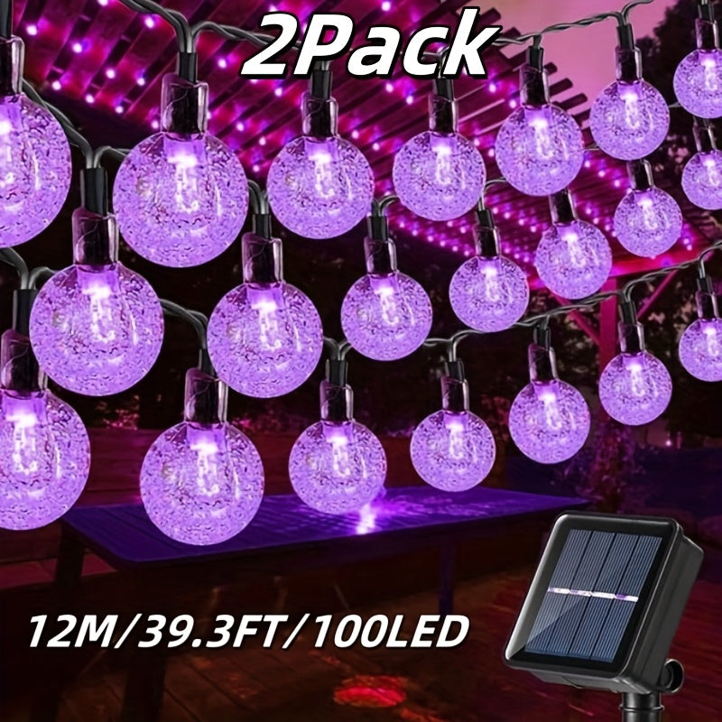 Solar String Lights Outdoor Crystal Ball 100-200 LED IP44 Waterproof Garden Patio Yard Balcony Camping Party Decor Warm White Multicolor Purple
