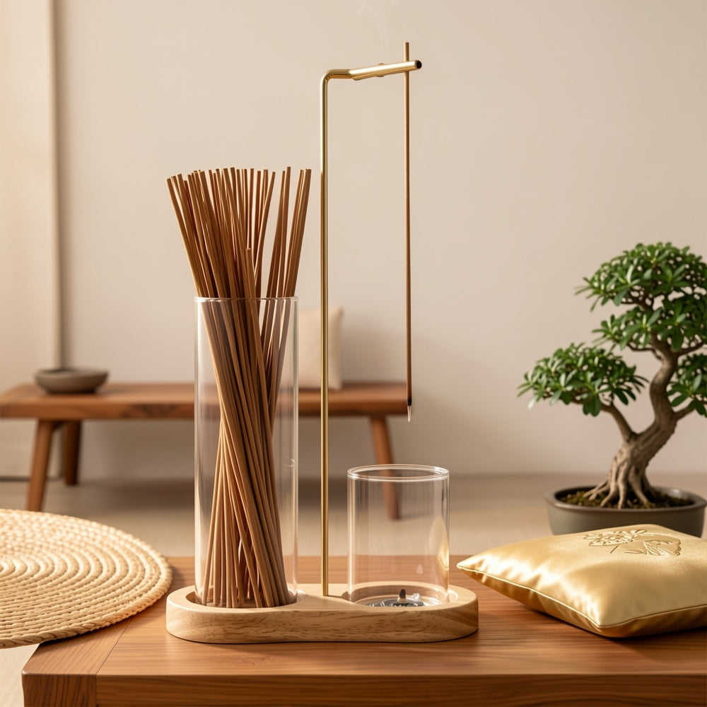 Incense Burner Glass 2-in-1 with Removable Ash Collector and Candle Holder, Meditation Yoga Tea Room Home Decor Incense Holder, Relaxation Spiritual Aromatherapy Gift, 3 Styles