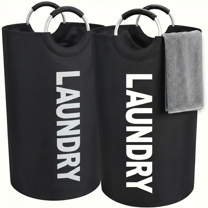 Large Foldable Laundry Basket Waterproof with Padded Handles – Freestanding Dirty Clothes Hamper for Bathroom Bedroom Home, 1pc or 2pcs Multi-Color Options