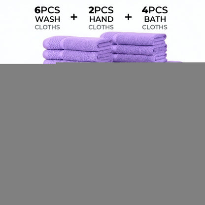 Bath Towel Set 12 or 24 Piece Hotel Quality Cotton Highly Absorbent Quick Dry – Bath Towels Hand Towels Washcloths for Hotel Spa Gym Home Bathroom Dark Gray White Orange Blue Purple Navy
