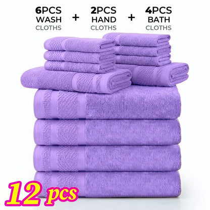 Bath Towel Set 12 or 24 Piece Hotel Quality Cotton Highly Absorbent Quick Dry – Bath Towels Hand Towels Washcloths for Hotel Spa Gym Home Bathroom Dark Gray White Orange Blue Purple Navy