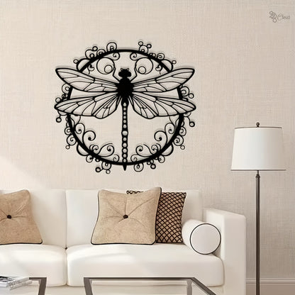 Black Dragonfly Iron Wall Art | Intricate Metal Wall Decor for Indoor & Outdoor | Living Room, Garden, Office & Patio Wall Decoration