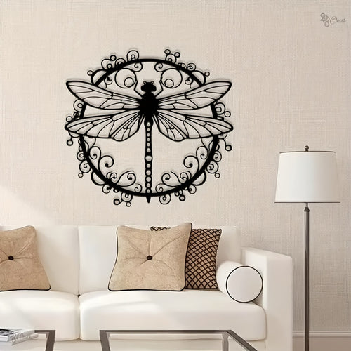 Black Dragonfly Iron Wall Art | Intricate Metal Wall Decor for Indoor & Outdoor | Living Room, Garden, Office & Patio Wall Decoration
