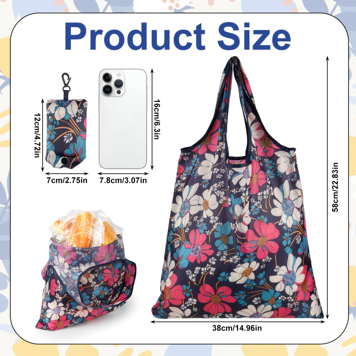 Reusable Grocery Bags Foldable 18/36 Pack Waterproof Nylon Shopping Tote Bags Bulk, Cute Lightweight Foldable Bags for Groceries Produce Shopping Travel, Eco Friendly Reusable Bags