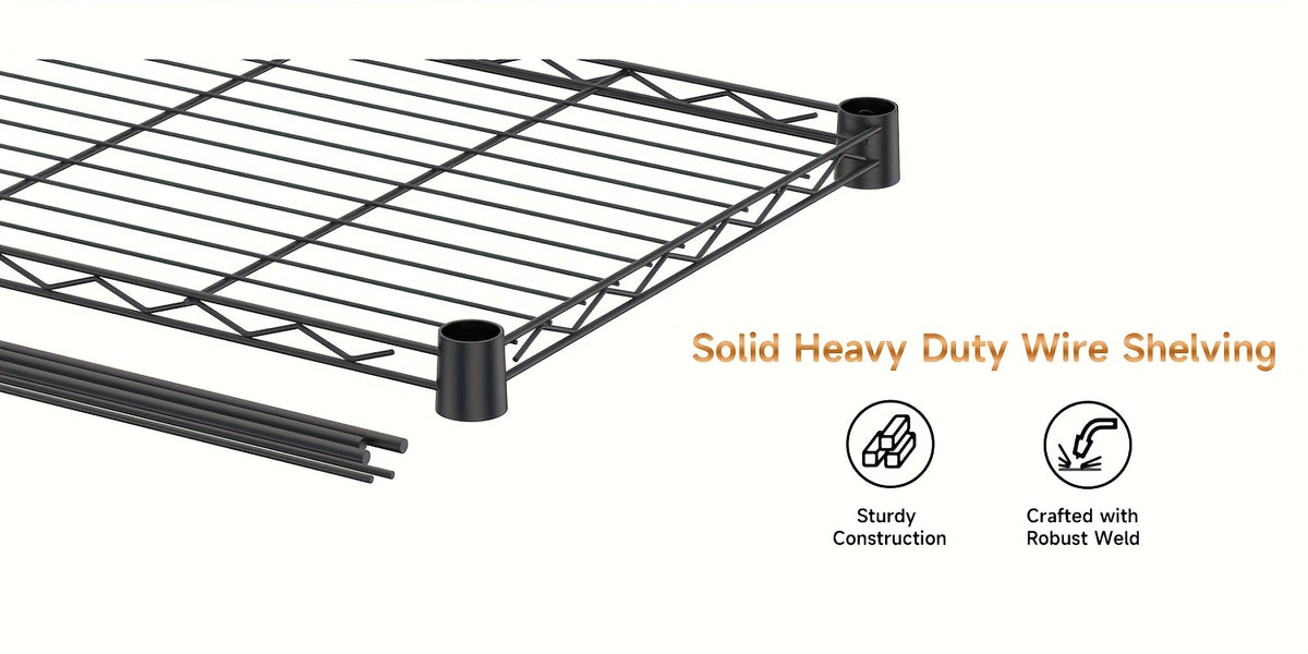 Heavy Duty Wire Shelving Unit 3/4/5 Tier Steel Storage Rack 1000-2000 lbs Capacity, Adjustable Metal Utility Shelf for Garage Kitchen Office Bathroom, No-Tool Assembly Baker's Rack Organizer Chrome Black
