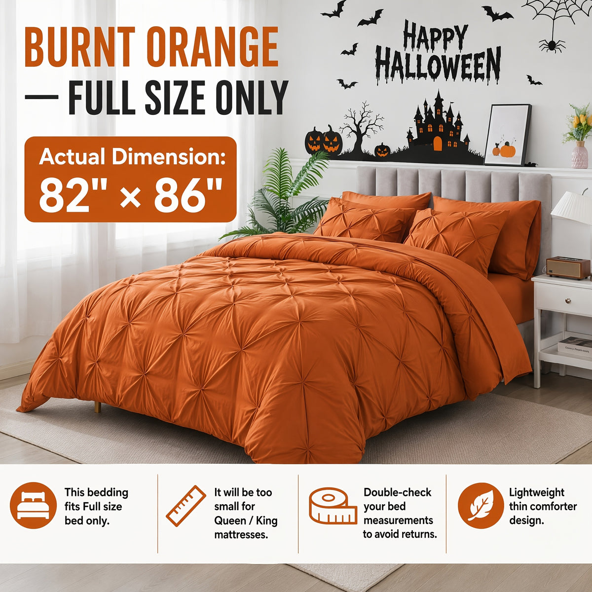 Pinch Pleated Comforter Set Queen King Full – 7 Piece Bed in a Bag with Sheets Pillowcases Pillow Shams, Hypoallergenic Down Alternative Microfiber Bedding 33 Colors All Season
